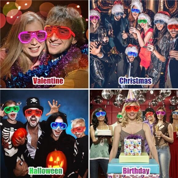 25 Packs LED Glasses 5 Neon Colors glow in the dark party supplies Favor - Picture 5 of 7